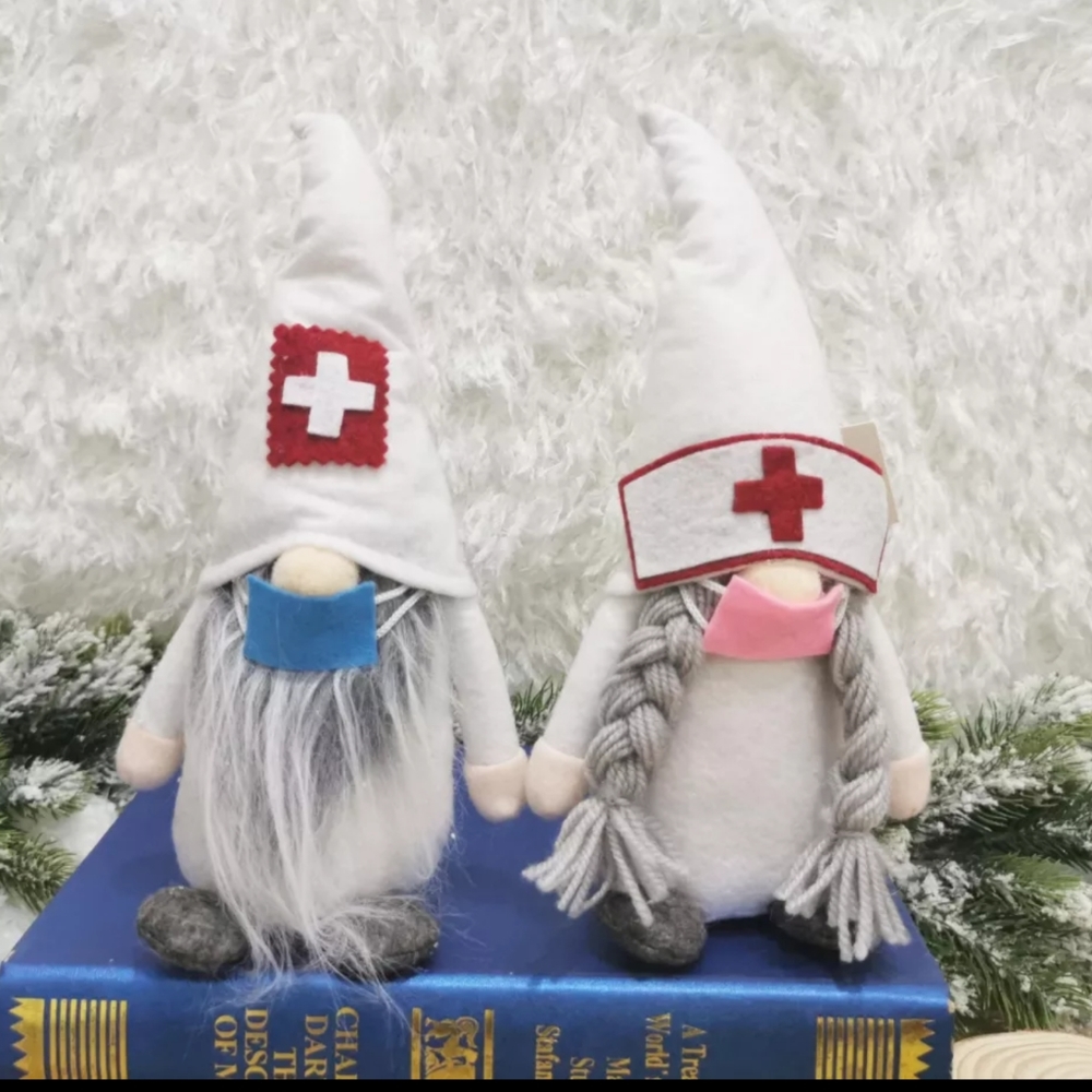 Handmade Man or Woman Mask Doctor Nurse Gnome Holidays Decor Dolls